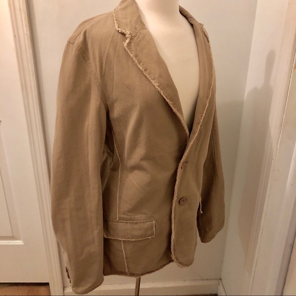 Aeropostale Women's Tan Denim Blazer Fringed M - Picture 4 of 7